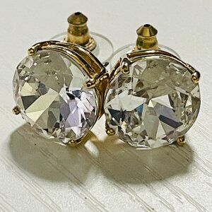 Kate Spade Gold Tone Crystal Stud Earrings Large Clear